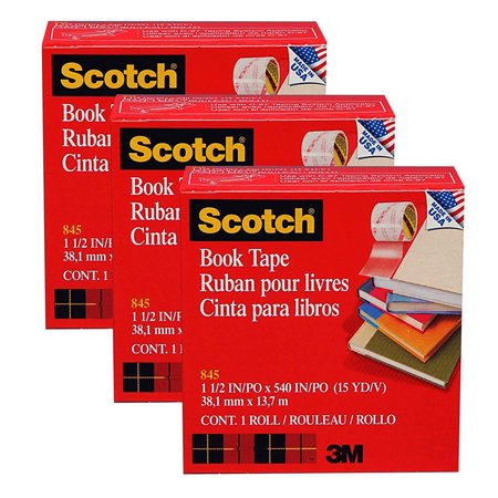 SCOTCH Book Tape, 1.5 in x 15 yd Per Rolls, PK3 MMM84515